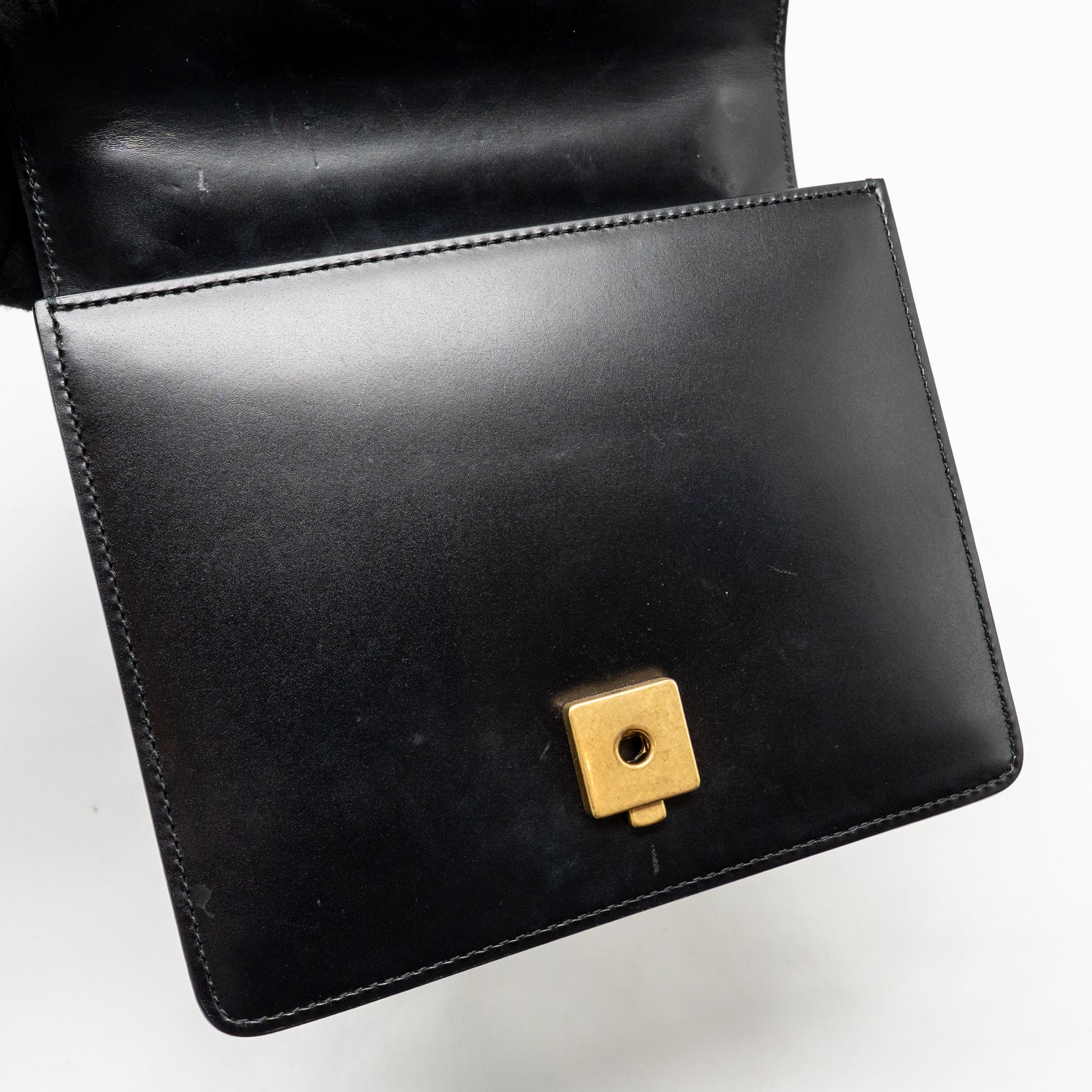 GUCCI GG MARMONT SQUARE PURSE BAG CALFSKIN BLACK GHW