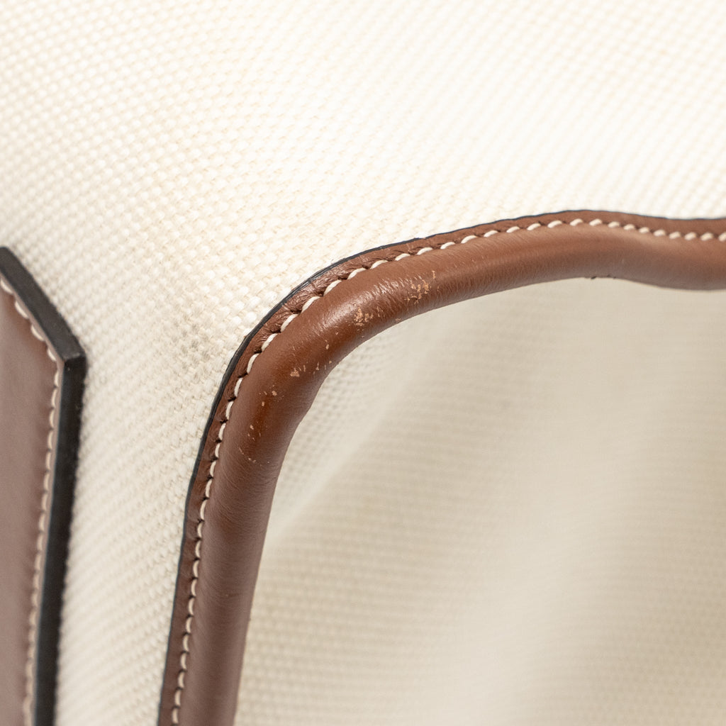 BURBERRY MEDIUM FREYA TOTE CANVAS/LEATHER NATURAL/TAN GHW