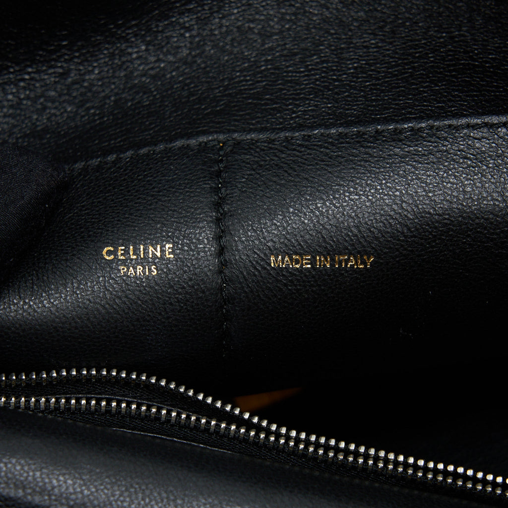 CELINE FLAP SHOULDER BAG SUEDE MUSTARD YELLOW SHW