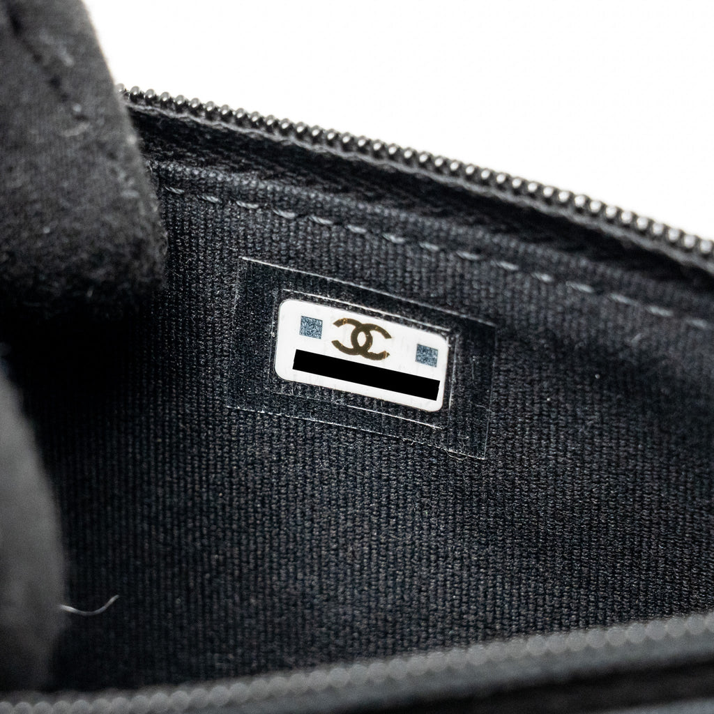 CHANEL TOP HANDLE MINI WALLET ON CHAIN CALFSKIN BLACK GHW(MICROCHIP)