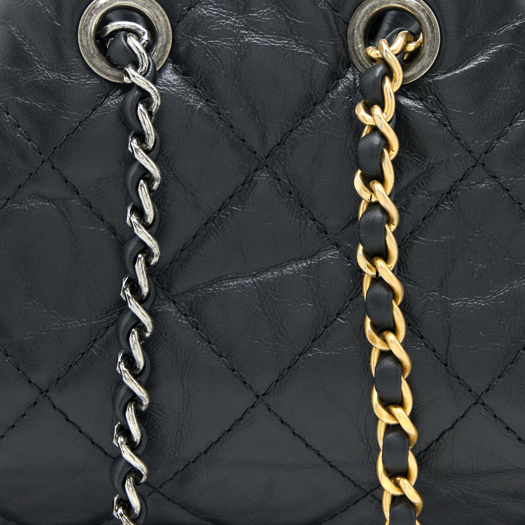 CHANEL SMALL GABRIELLE BACKPACK AGED CALFSKIN BLACK MULTICOLOUR HARDWARE