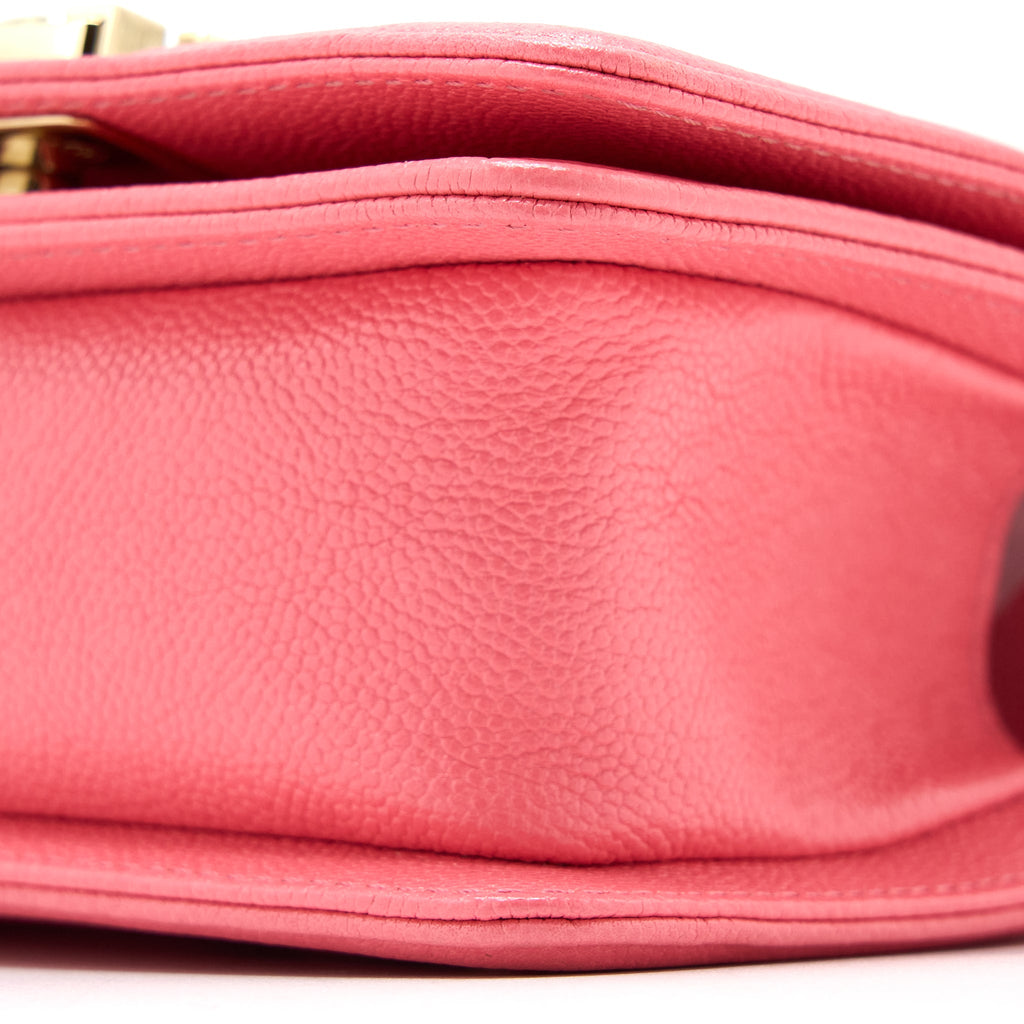 CHANEL SUPER MINI BOY BAG CHEVRON CAVIAR PINK LGHW (MICROCHIP)