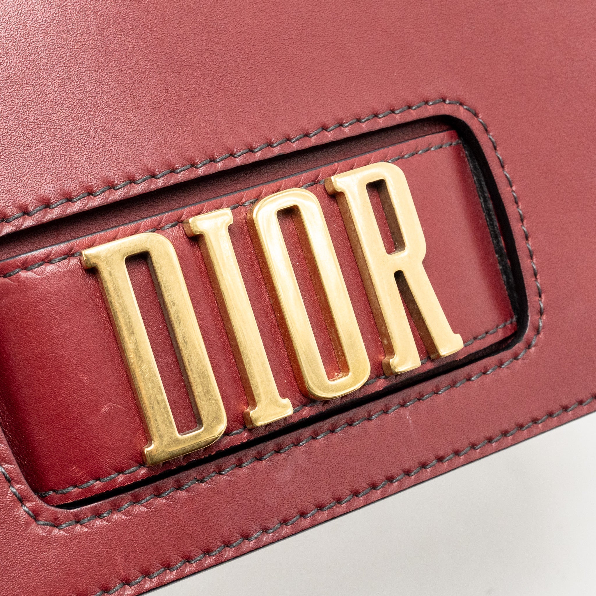 DIOR DIOREVOLUTION FLAP BAG DARK RED CALFSKIN GHW