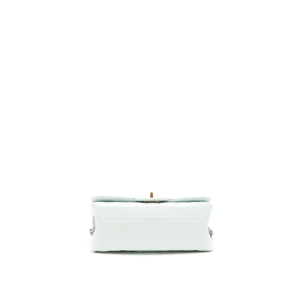 CHANEL CHEVRON MINI 2.55 REISSUE FLAP BAG CALFSKIN LIGHT BLUE SHW
