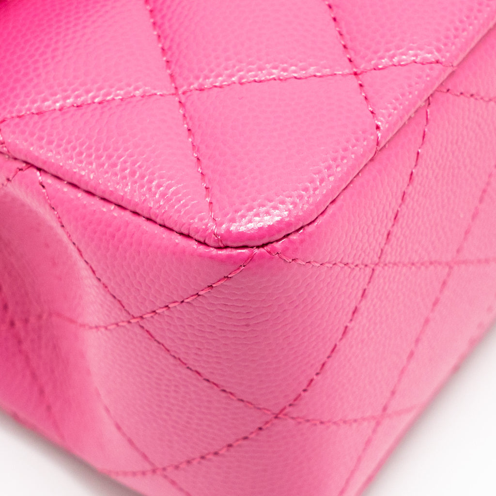 CHANEL SMALL CLASSIC DOUBLE FLAP BAG CAVIAR PINK LGHW (MICROCHIP)