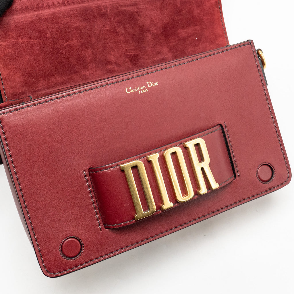 DIOR DIOREVOLUTION FLAP BAG DARK RED CALFSKIN GHW