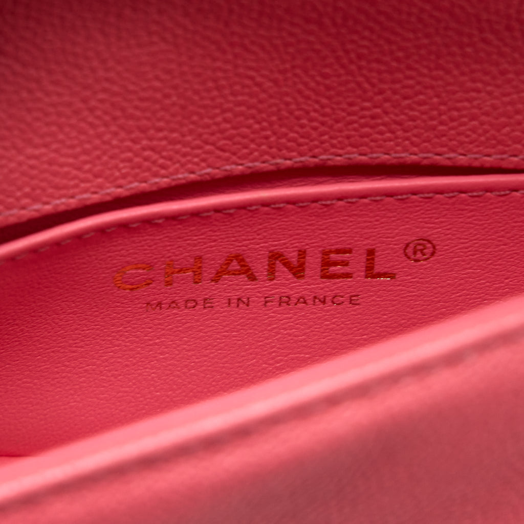 CHANEL SUPER MINI BOY BAG CHEVRON CAVIAR PINK LGHW (MICROCHIP)
