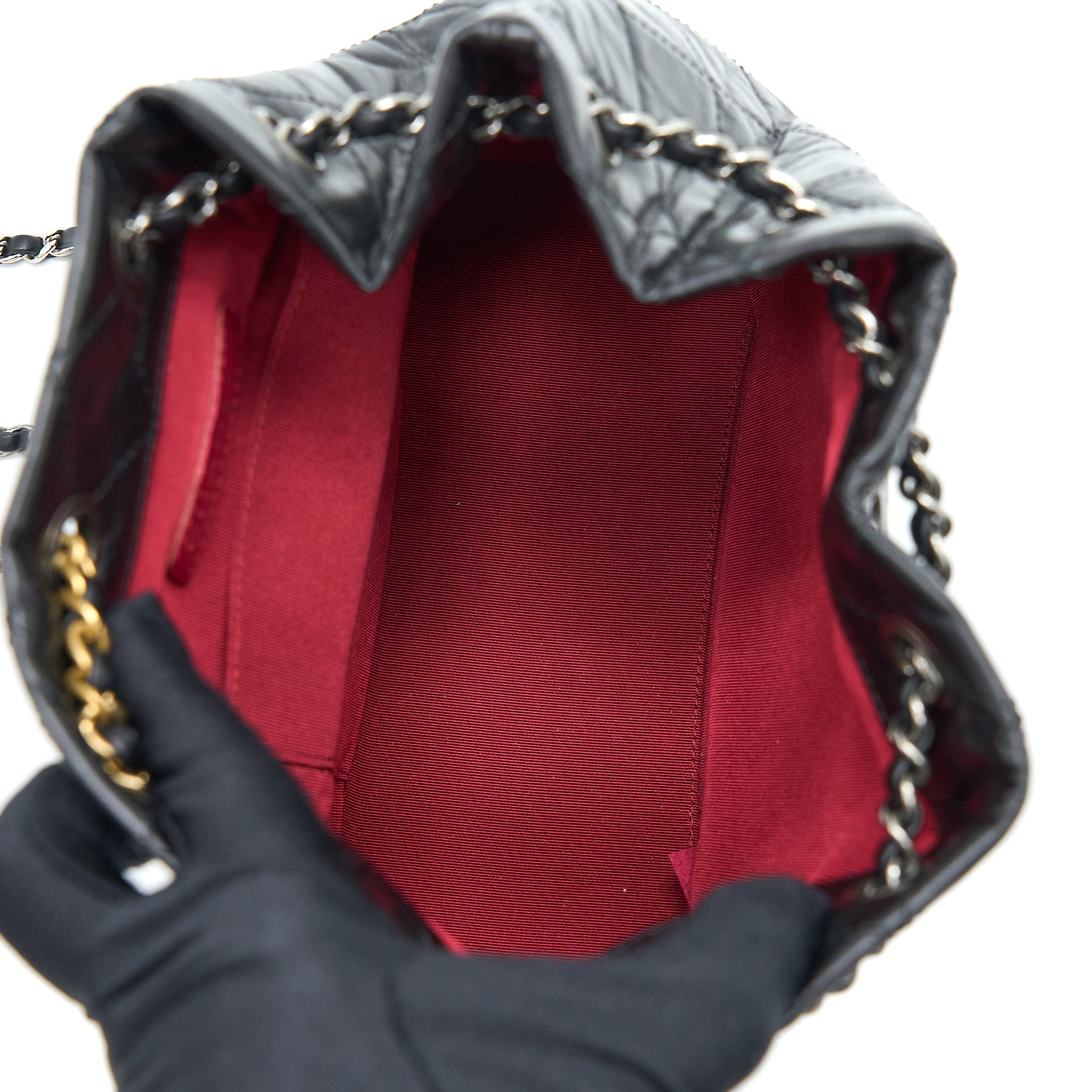 CHANEL SMALL GABRIELLE BACKPACK AGED CALFSKIN BLACK MULTICOLOUR HARDWARE