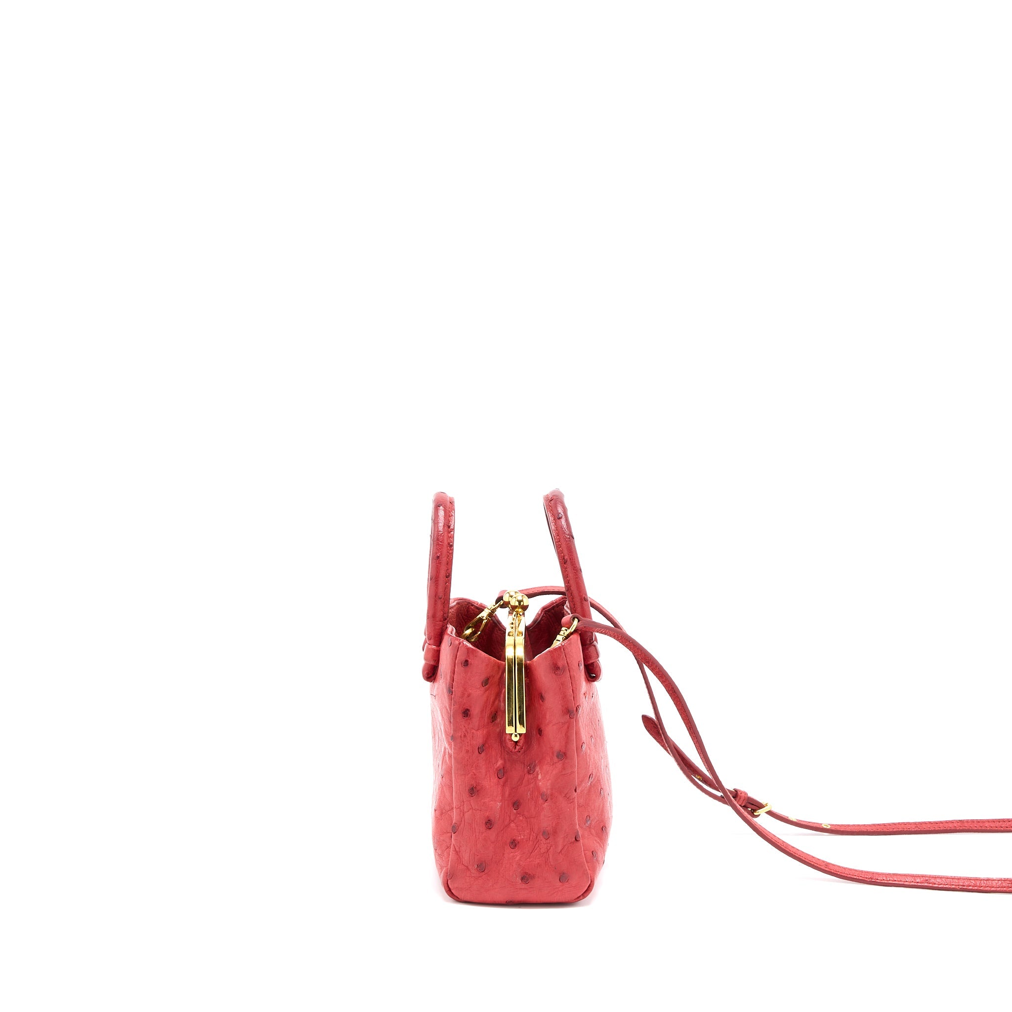 MIUMIU TOTE BAG OSTRICH RED GHW