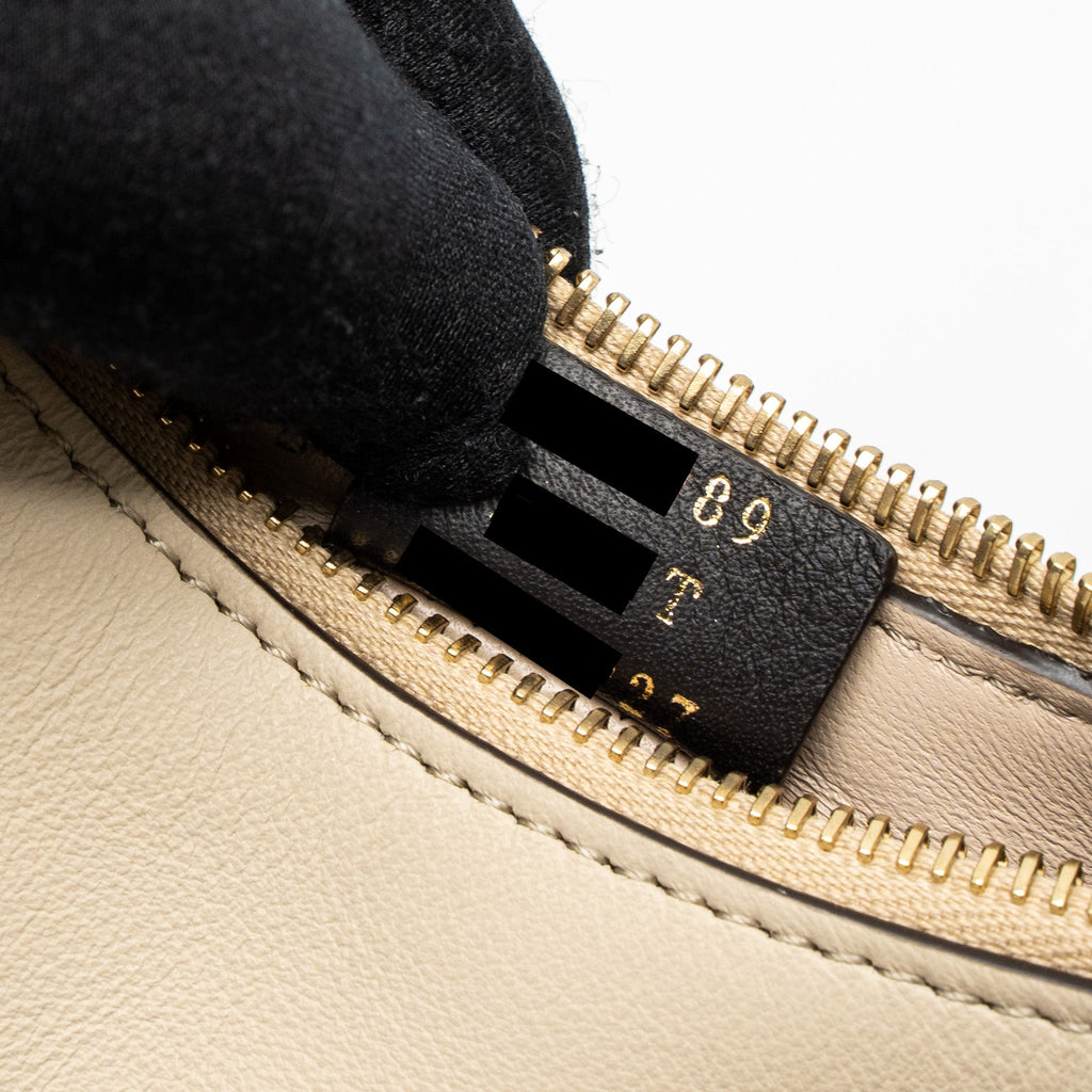 FENDI NANO FENDIGRAPHY LEATHER CHARM CALFSKIN BEIGE GHW
