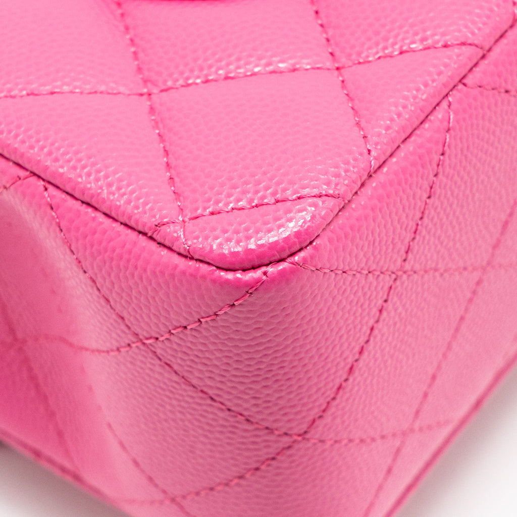 CHANEL SMALL CLASSIC DOUBLE FLAP BAG CAVIAR PINK LGHW (MICROCHIP)