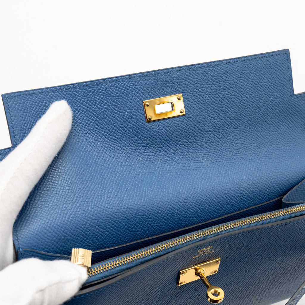 HERMES KELLY LONG WALLET EPSOM DARK BLUE GHW