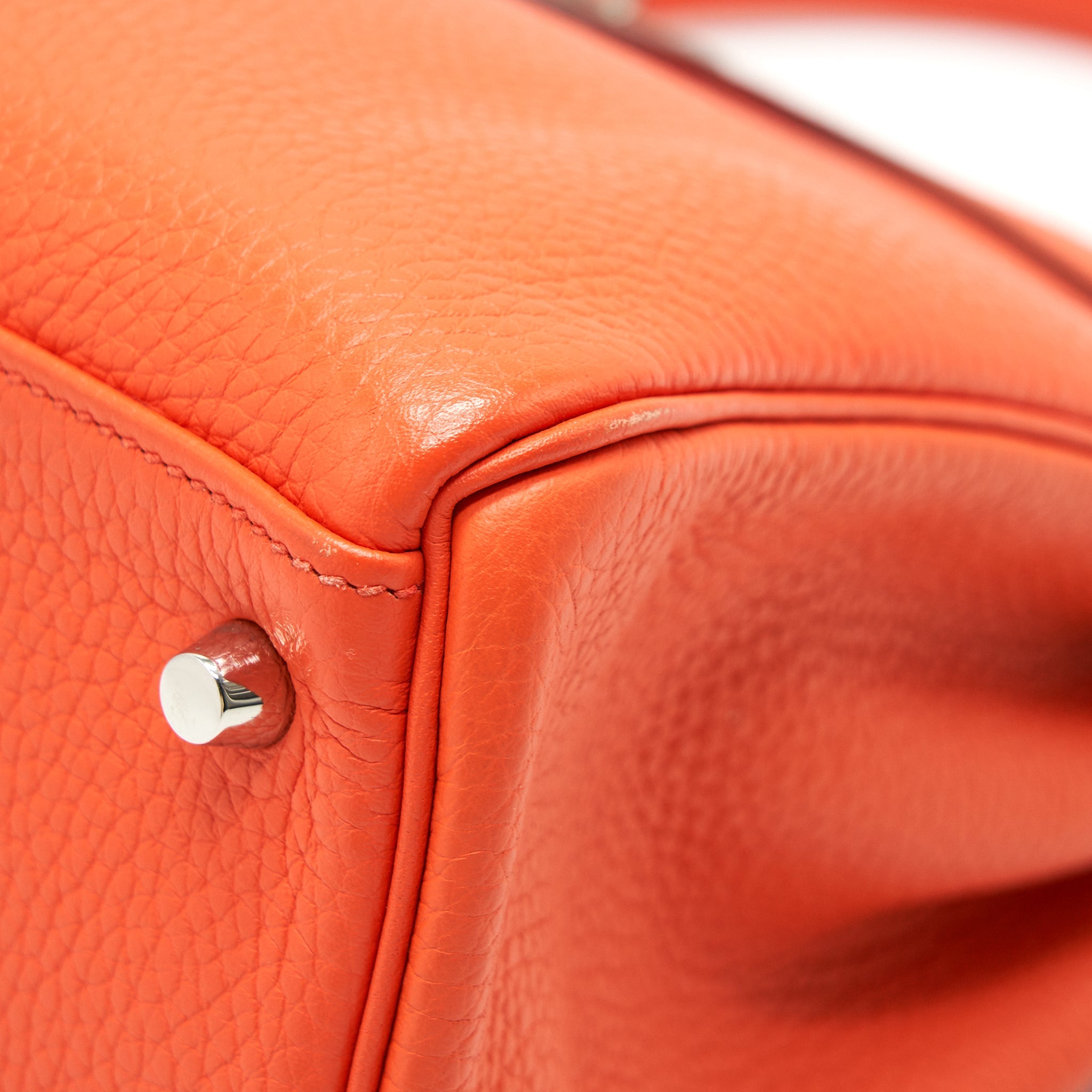 HERMES KELLY 32 ORANGE POPPY CLEMANCE LEATHER SHW