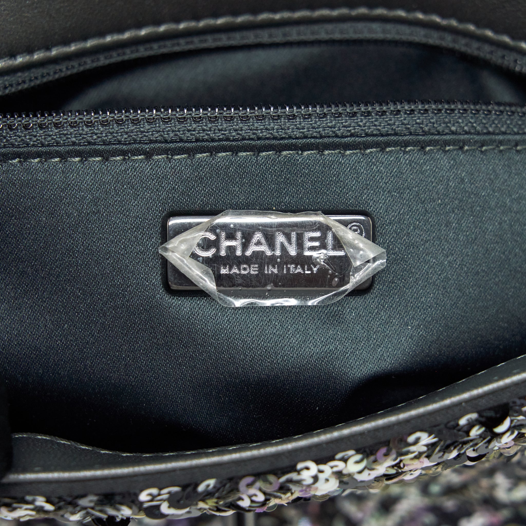 CHANEL MINI RECTANGULAR FLAP BAG SEQUINS MULTICOLOR BLACK HARDWARE