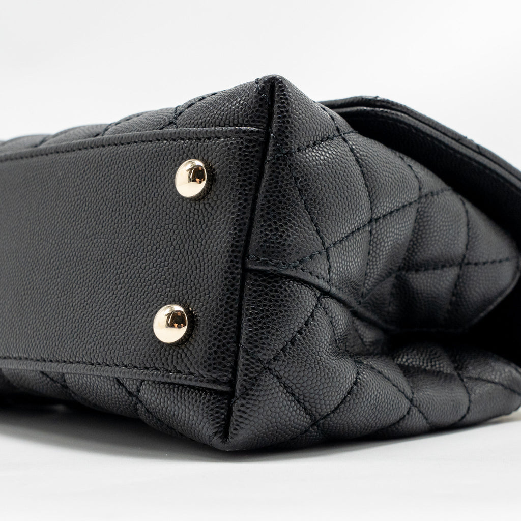 CHANEL SMALL COCO HANDLE CAVIAR BLACK LGHW (MICROCHIP)