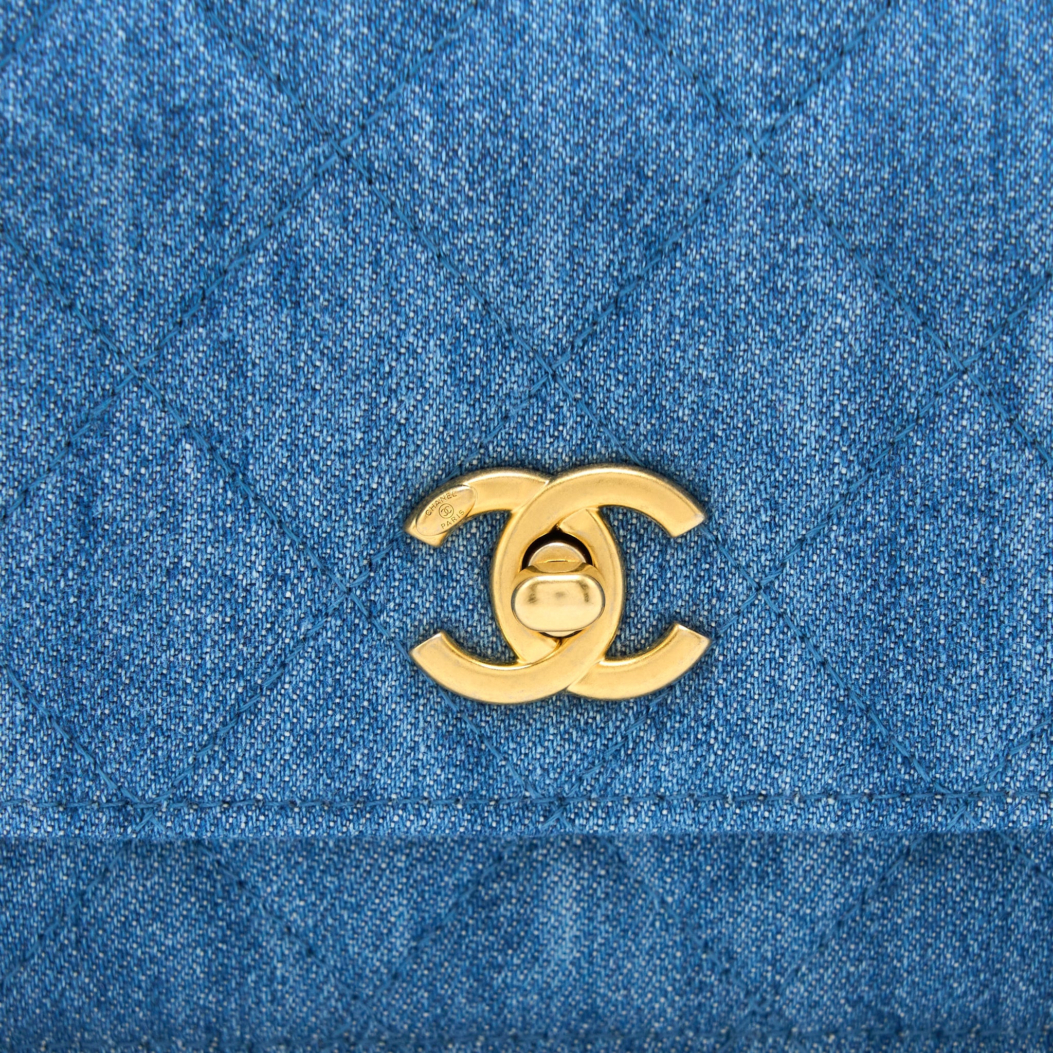 CHANEL PEARL CRUSH WALLET ON CHAIN DENIM GHW (MICROCHIP)