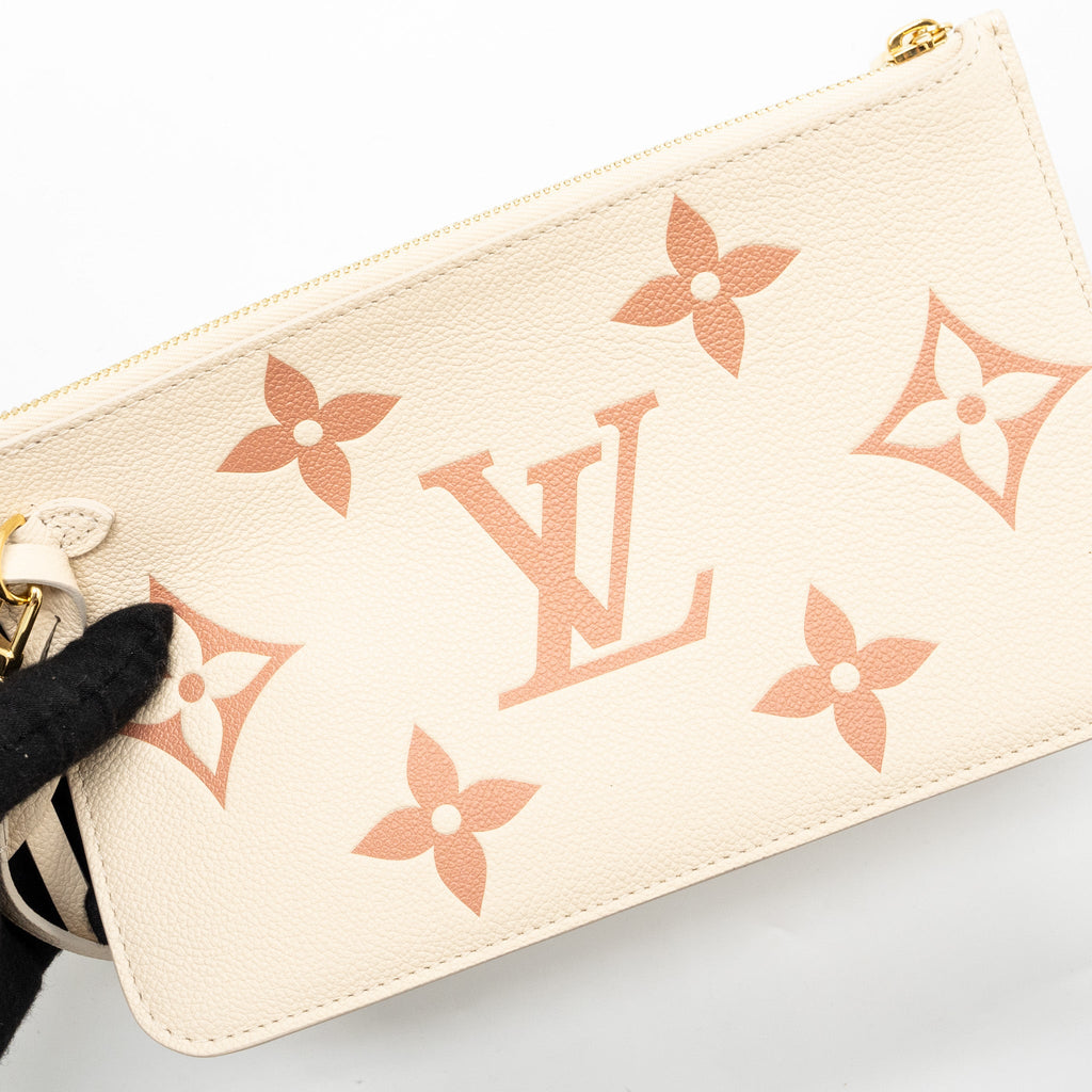 LOUIS VUITTON NEVERFULL MM MONOGRAM EMPREINTE CRÈME/ROSE TRIANON GHW(NEW VERSION)