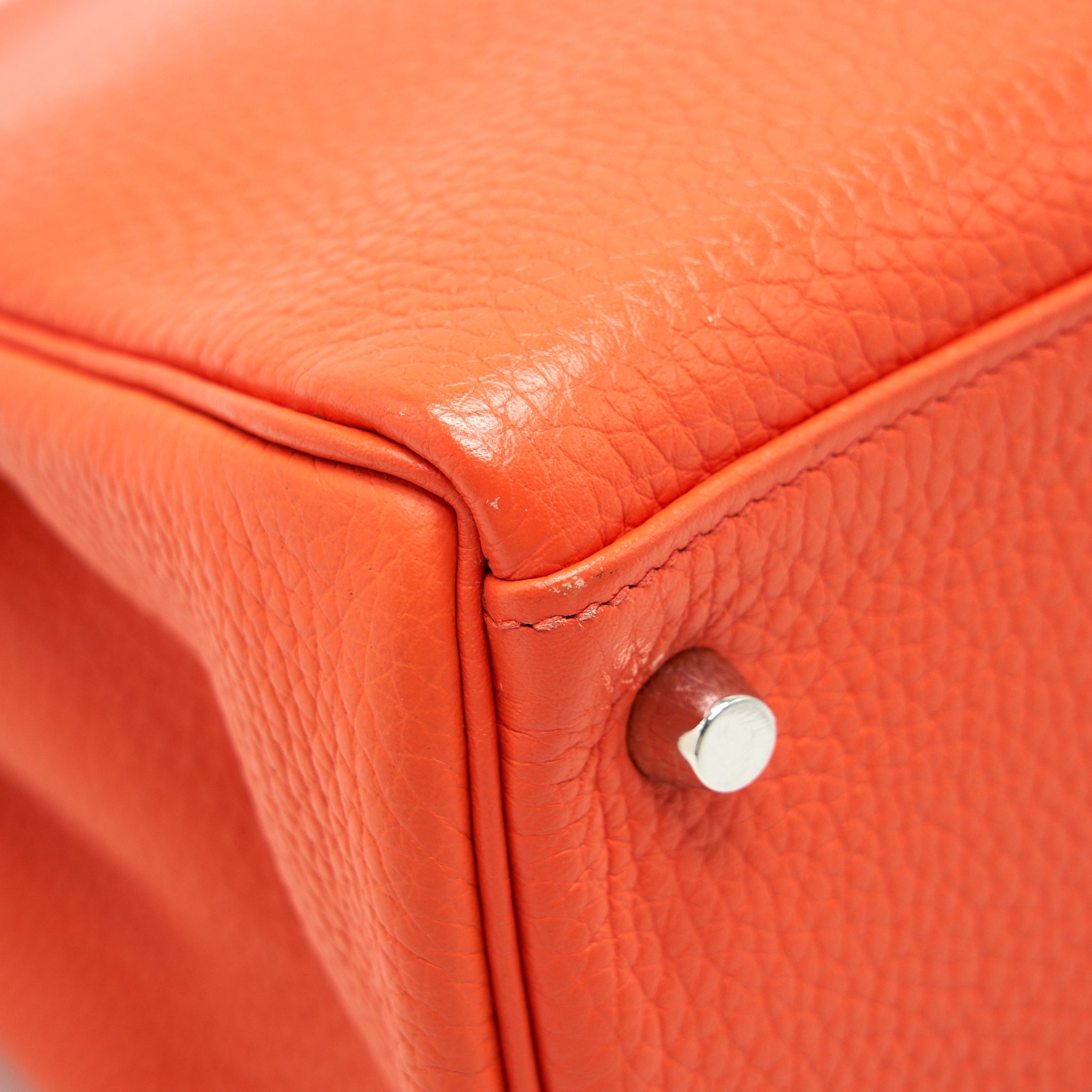 HERMES KELLY 32 ORANGE POPPY CLEMANCE LEATHER SHW