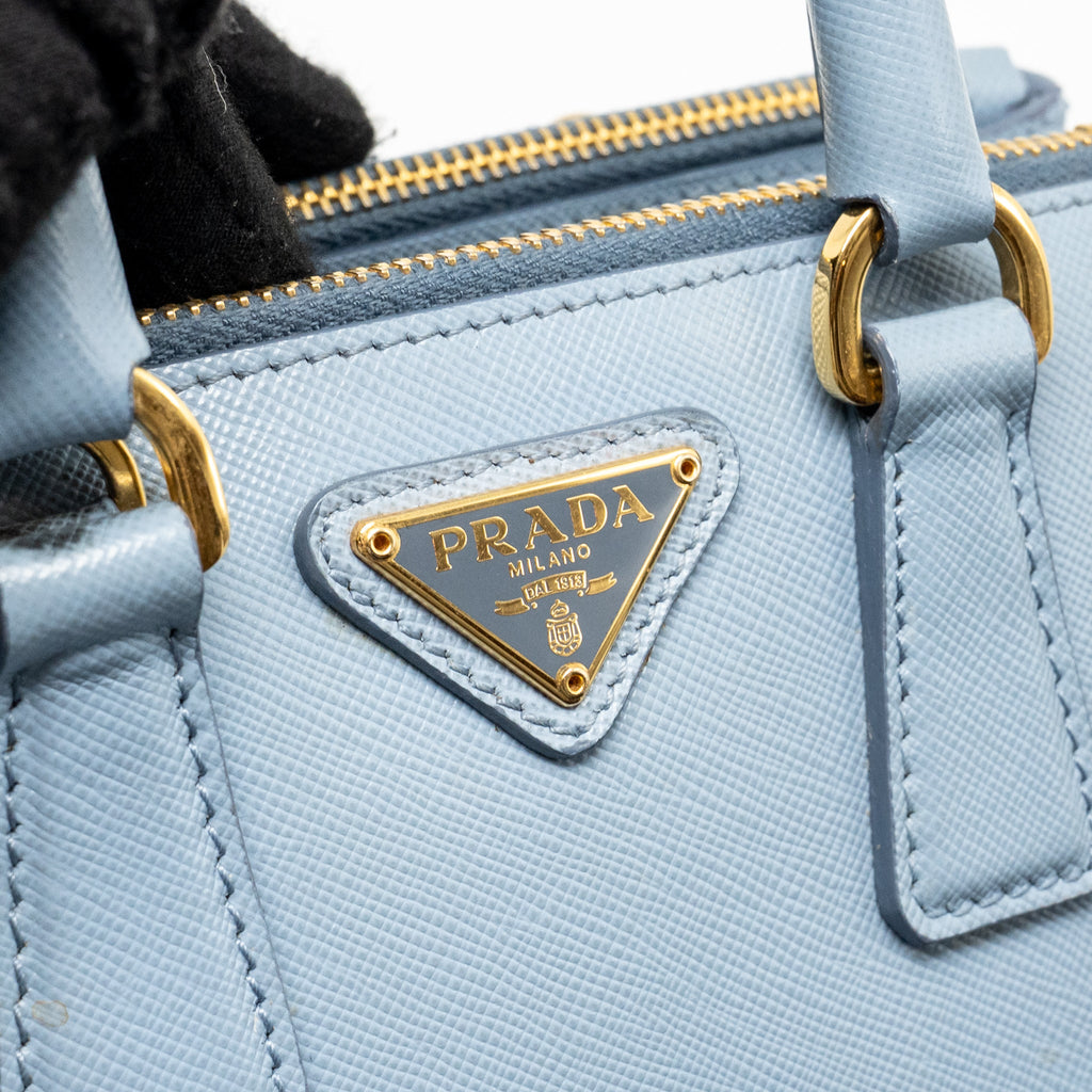 PARADA GALLERIA SAFFIANO MINI TOTE BAG LEATHER LIGHT BLUE GHW