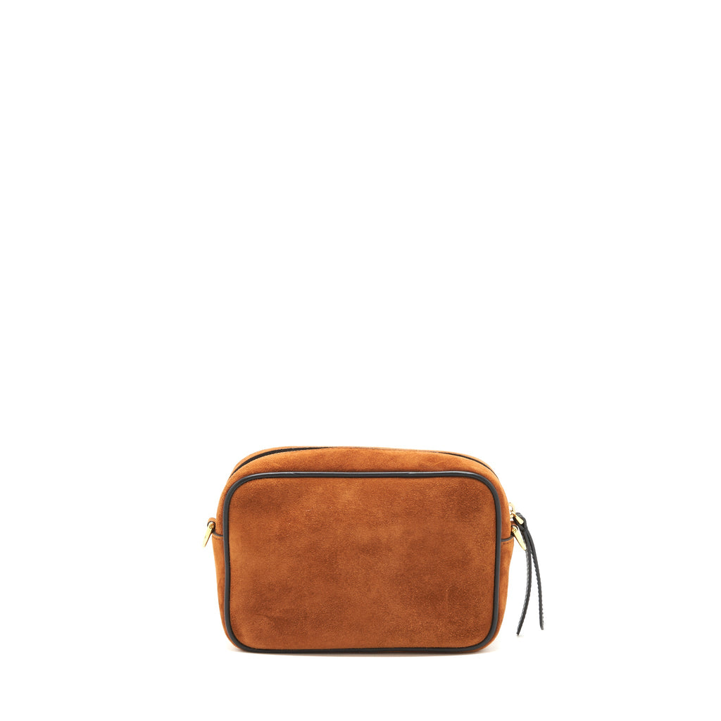 FENDI CAMERA CROSSBODY BAG SUEDE LEATHER BROWN/ BLACK GHW