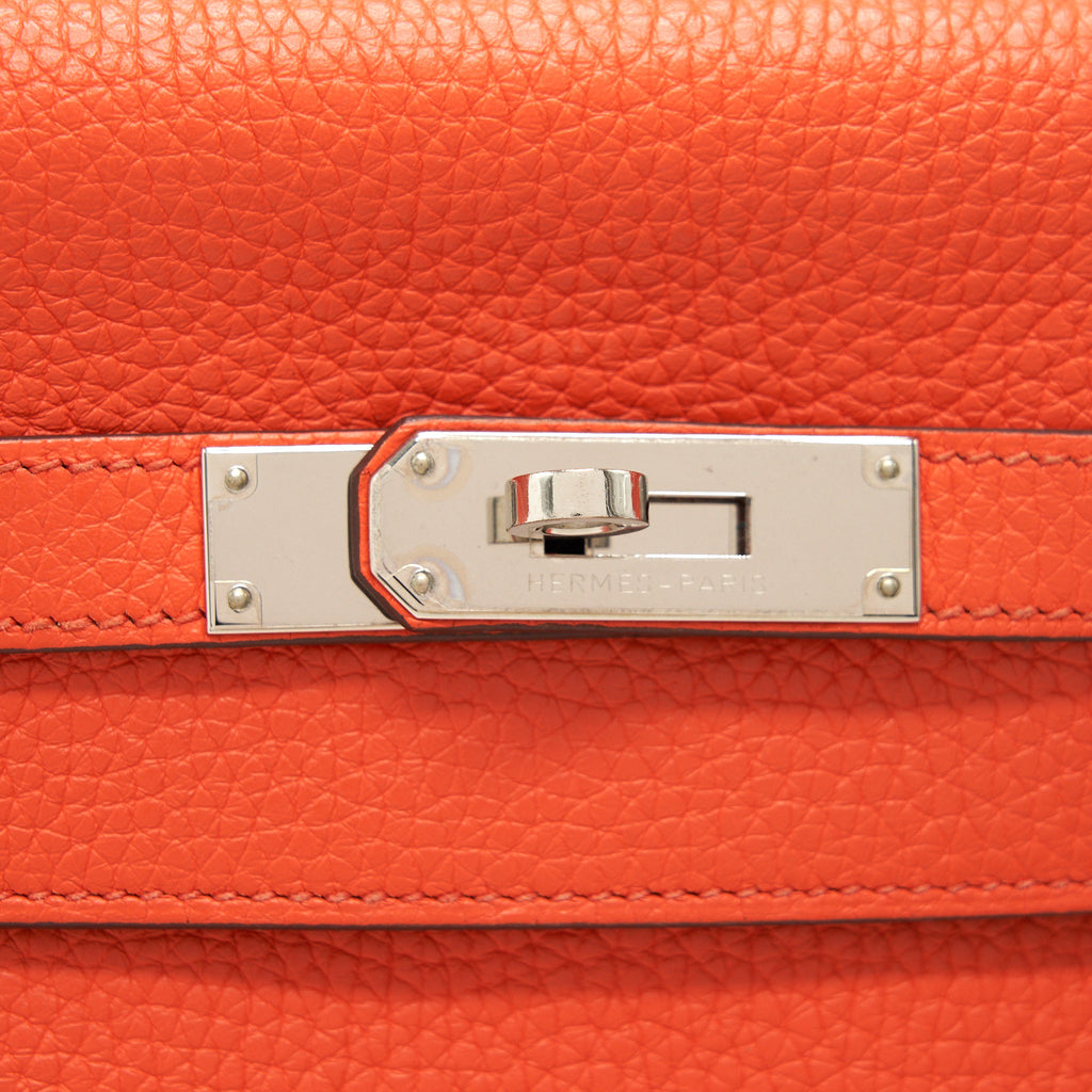 HERMES KELLY 32 ORANGE POPPY CLEMANCE LEATHER SHW