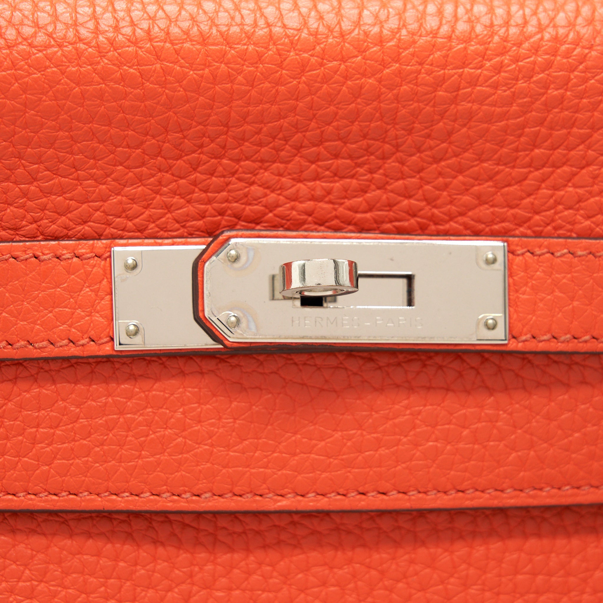 HERMES KELLY 32 ORANGE POPPY CLEMANCE LEATHER SHW