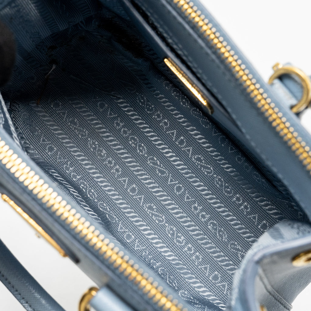PARADA GALLERIA SAFFIANO MINI TOTE BAG LEATHER LIGHT BLUE GHW