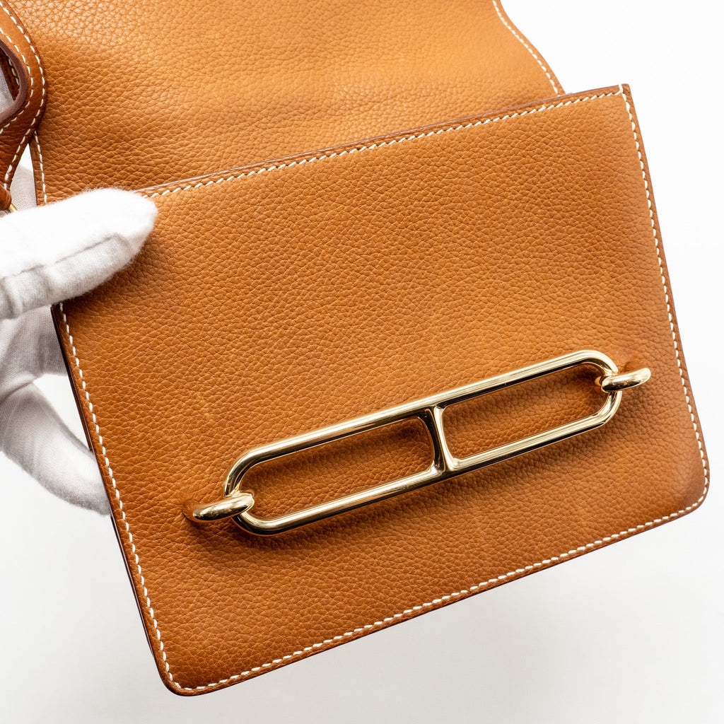 HERMES MINI ROULIS BARENIA FAUBOURG 34 FAUVE GOLD LGHW