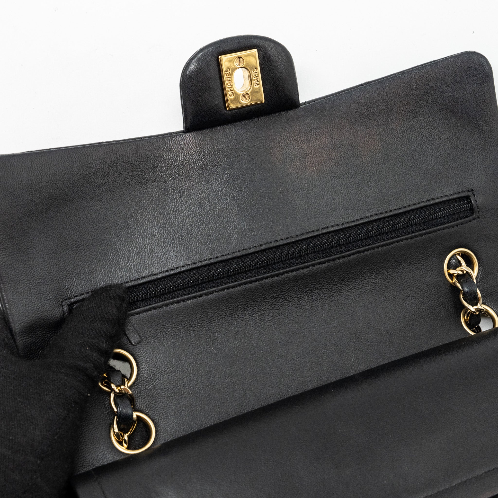 CHANEL MEDIUM CLASSIC DOUBLE FLAP BAG LAMBSKIN BLACK GHW