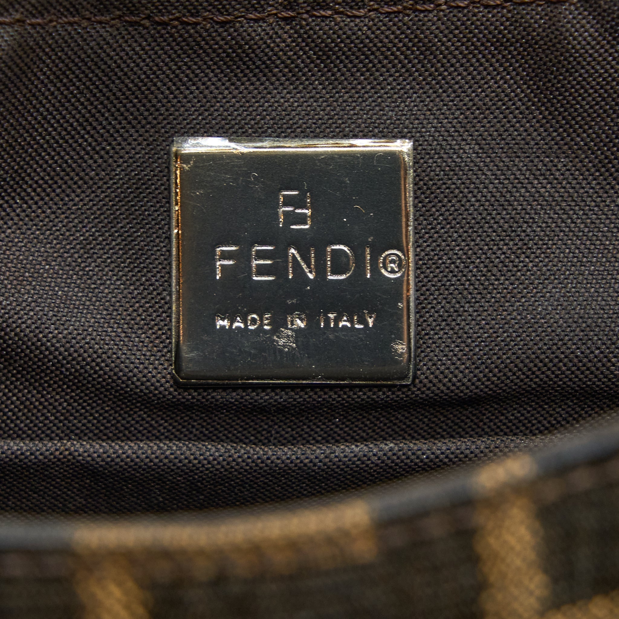 FENDI VINTAGE MINI BAG CANVAS/LEATHER FF JACQUARD SHW