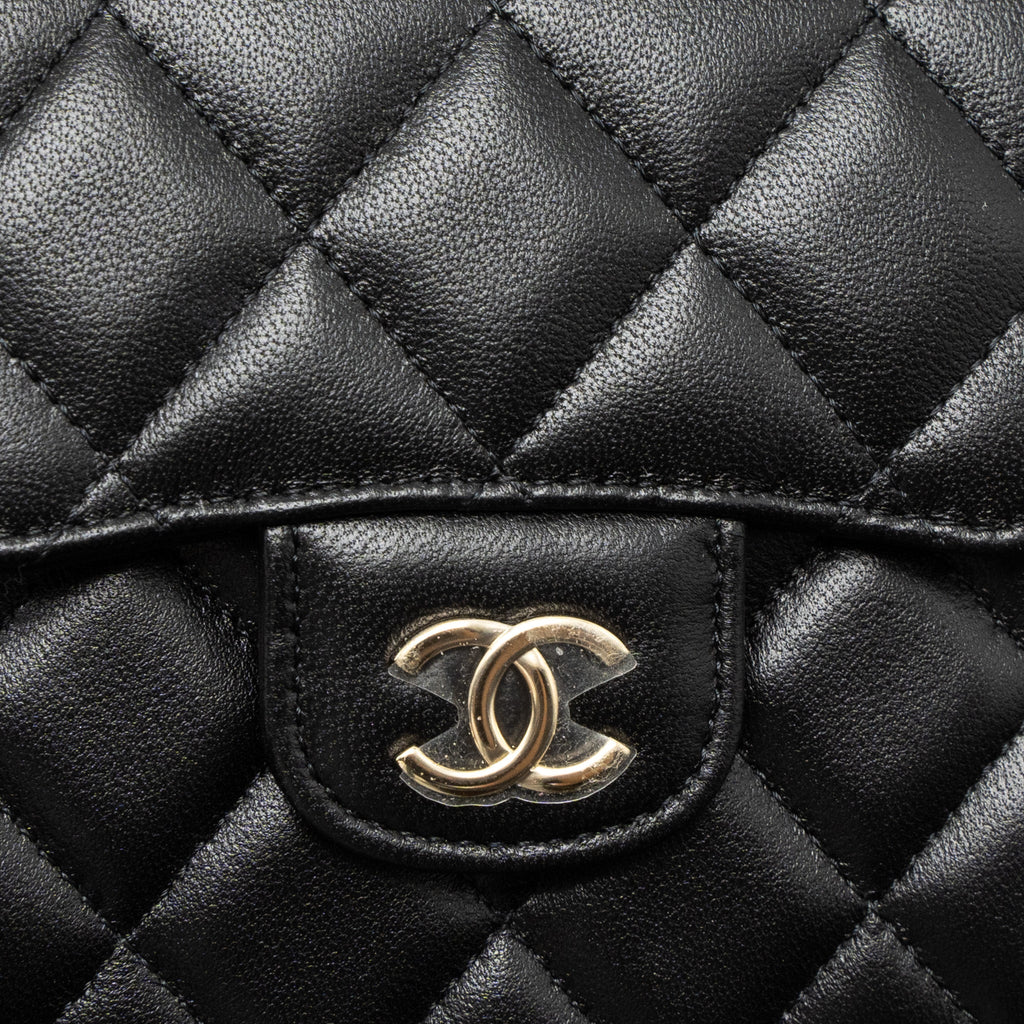 CHANEL TOP HANDLE MINI FLAP BAG LAMBSKIN BLACK LGHW (MICROCHIP)