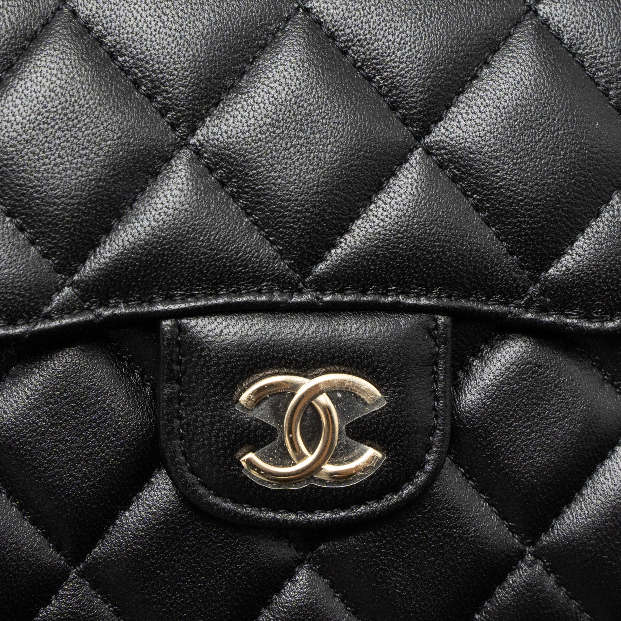 CHANEL TOP HANDLE MINI FLAP BAG LAMBSKIN BLACK LGHW (MICROCHIP)