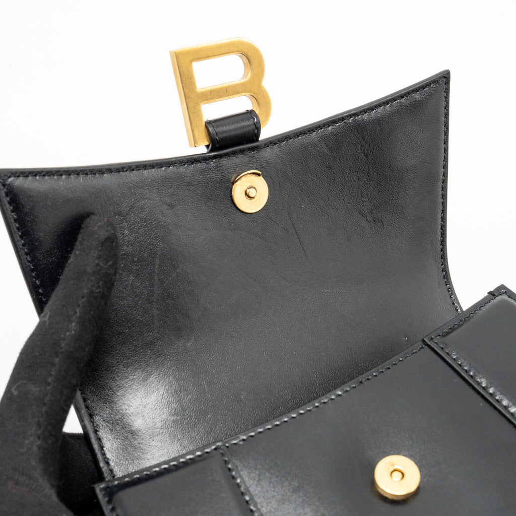 BALENCIAGA HOURGLASS BAG XS CALFSKIN BLACK GHW
