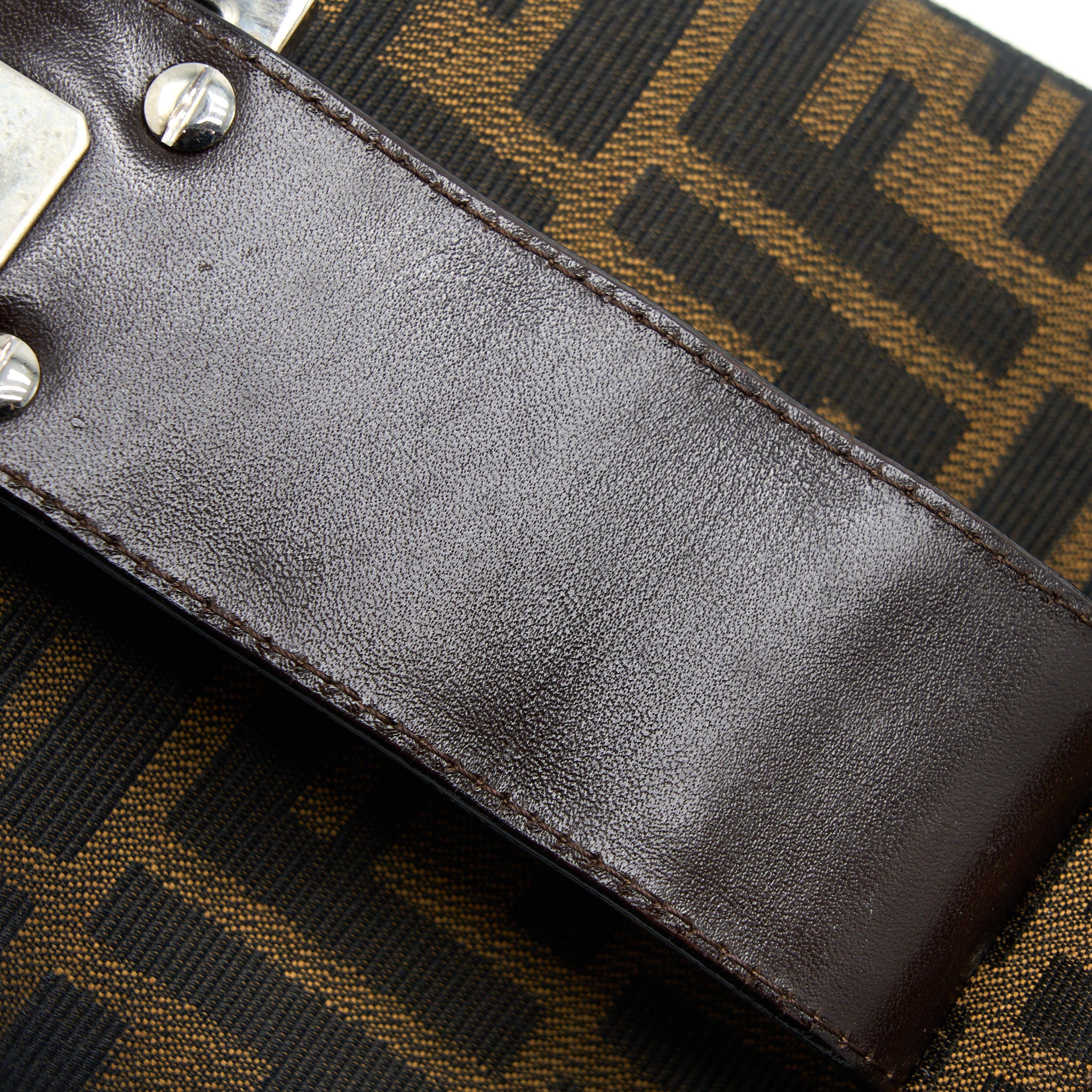 FENDI VINTAGE MINI BAG CANVAS/LEATHER FF JACQUARD SHW