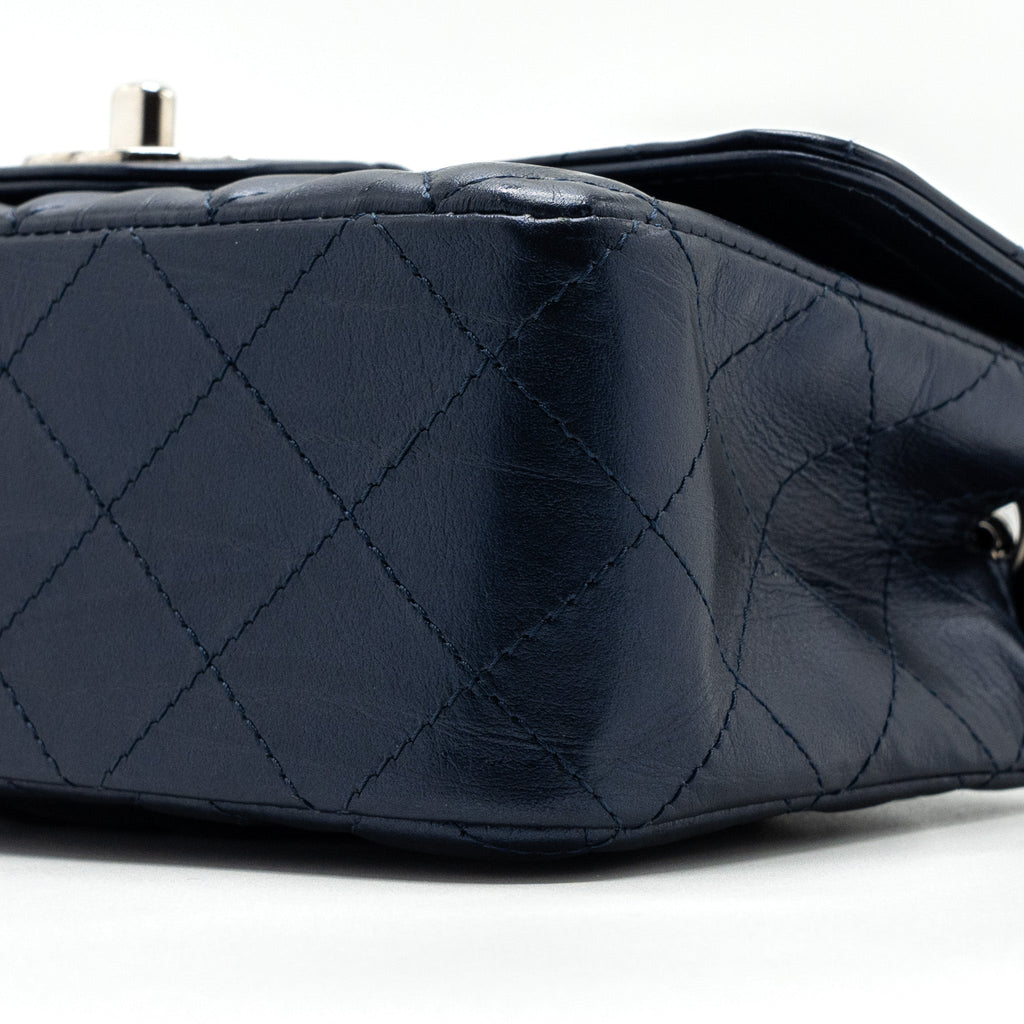 CHANEL MINI RECTANGULAR FLAP BAG CALFSKIN LIMITED DARK BLUE SHW