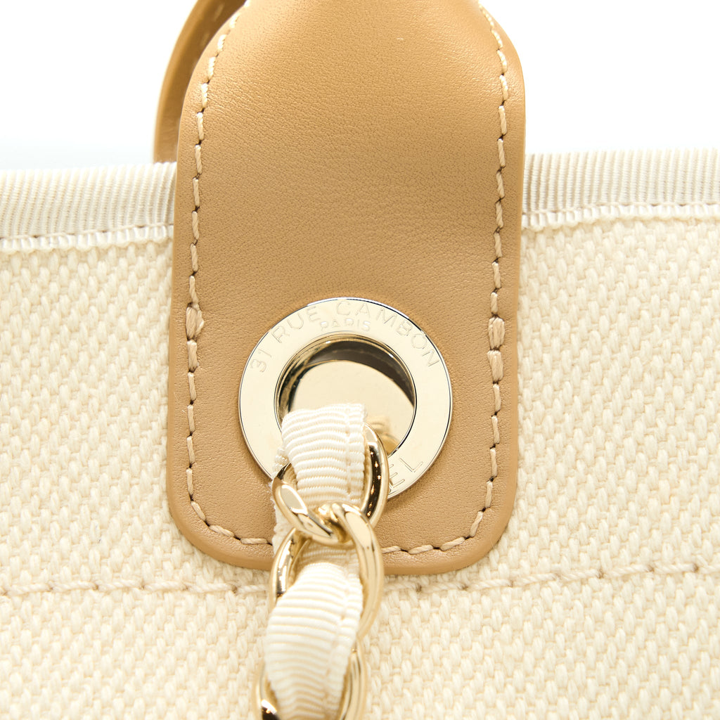 CHANEL DEAUVILLE PEARL TOTE CANVAS GHW