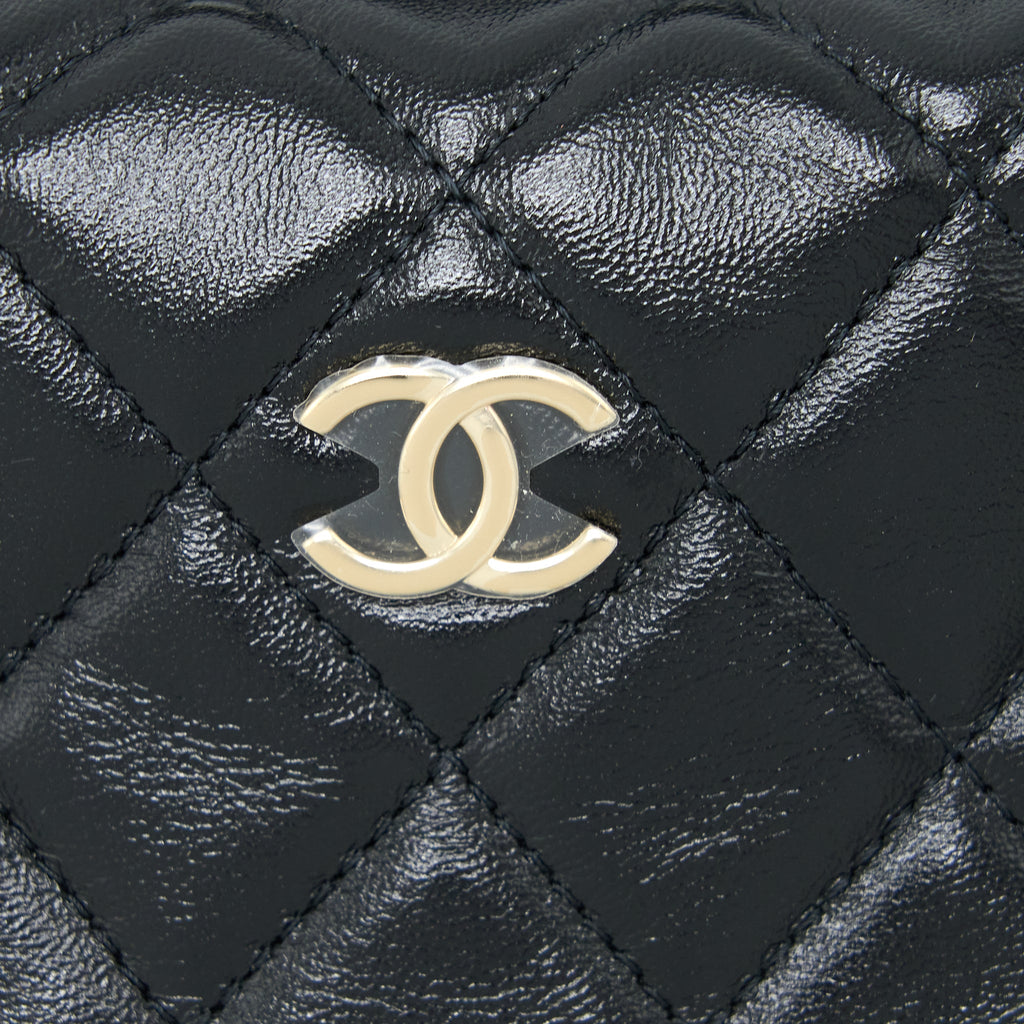 CHANEL 23C ROUND CRUISE POUCH LAMBSKIN BLACK LGHW (MICROCHIP)