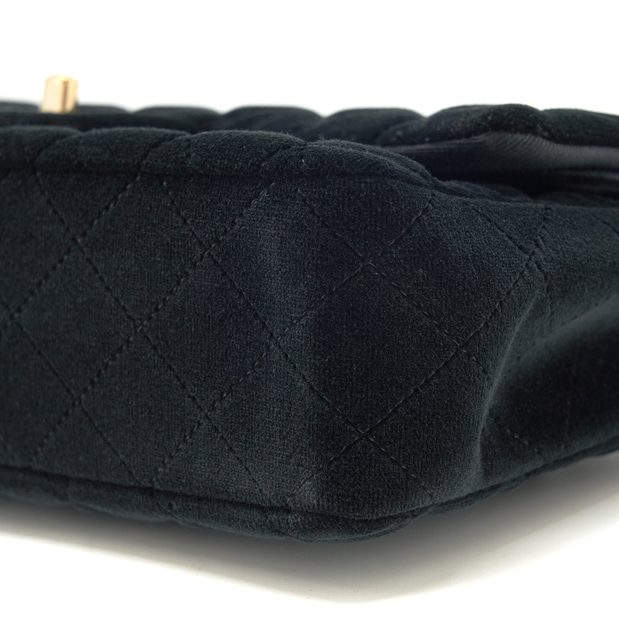 CHANEL VELVET MEDIUM CLASSIC DOUBLE FLAP BAG VELVET BLACK LGHW