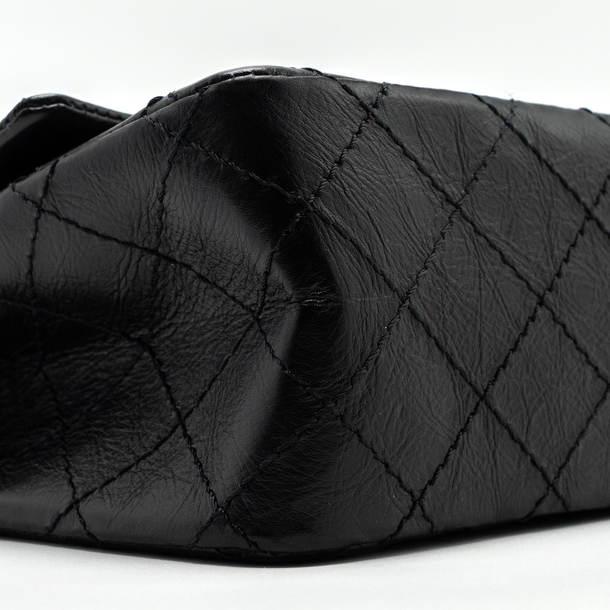 CHANEL MINI 2.55 REISSUE FLAP BAG AGED CALFSKIN BLACK GHW