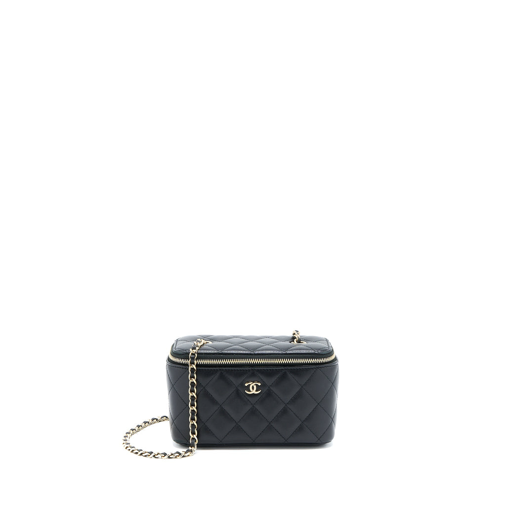 CHANEL LONG VANITY WITH CHAIN LAMBSKIN BLACK LGHW
