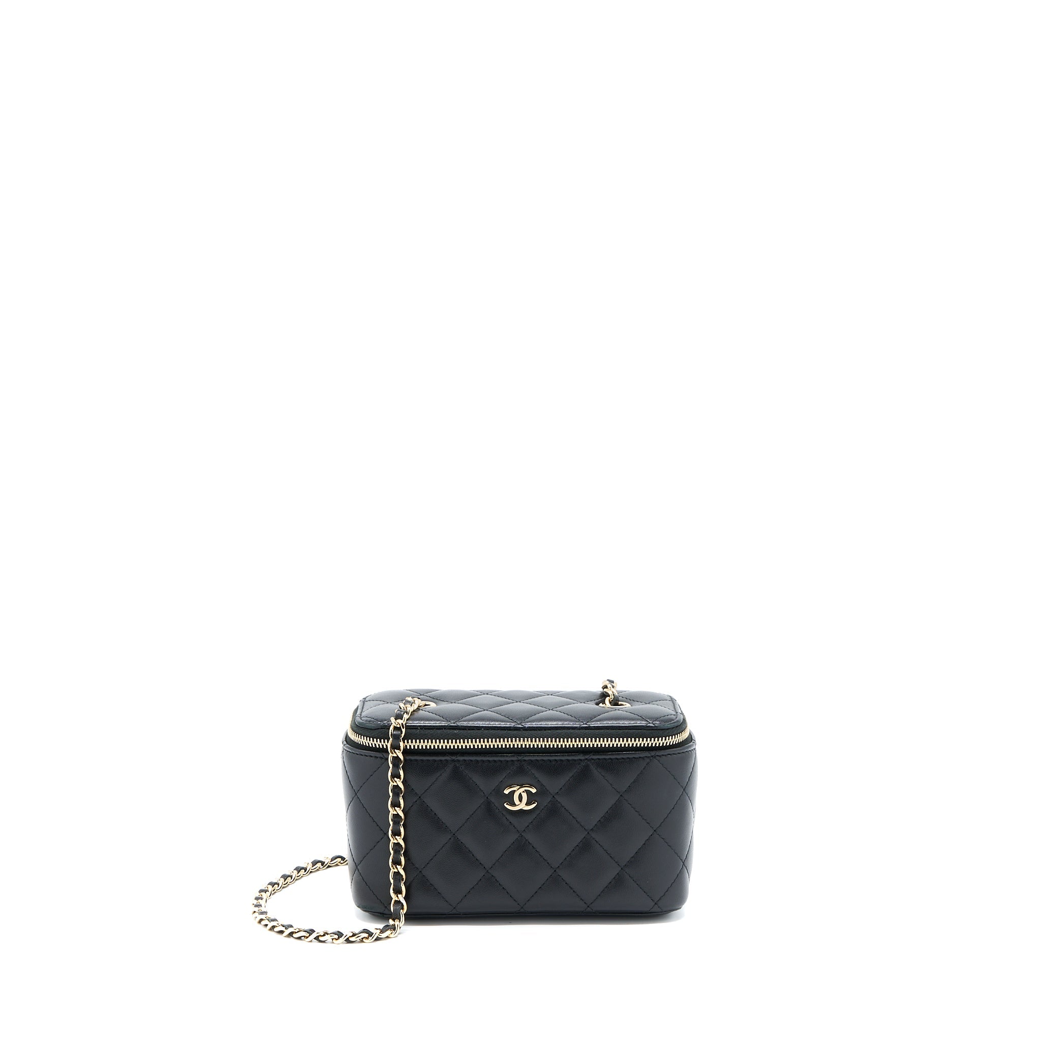 CHANEL LONG VANITY WITH CHAIN LAMBSKIN BLACK LGHW