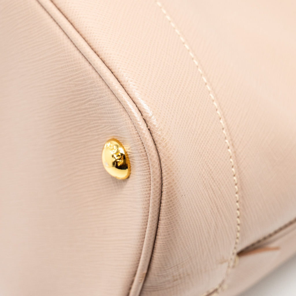 PRADA SAFFIANO VERNICE PROMENADE DOME TOTE LEATHER BEIGE GHW