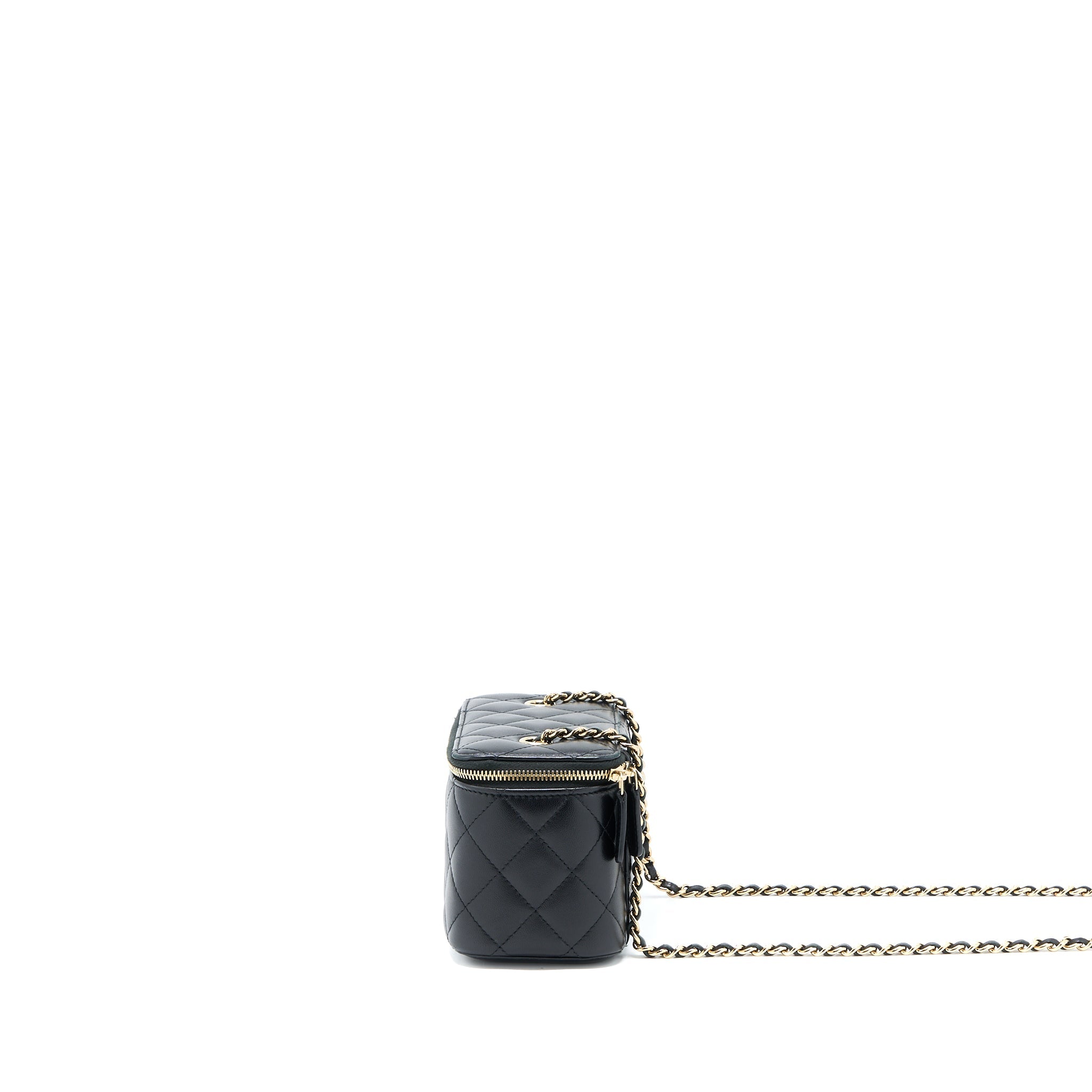 CHANEL LONG VANITY WITH CHAIN LAMBSKIN BLACK LGHW
