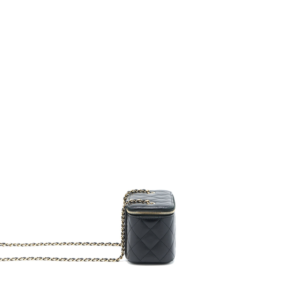 CHANEL LONG VANITY WITH CHAIN LAMBSKIN BLACK LGHW