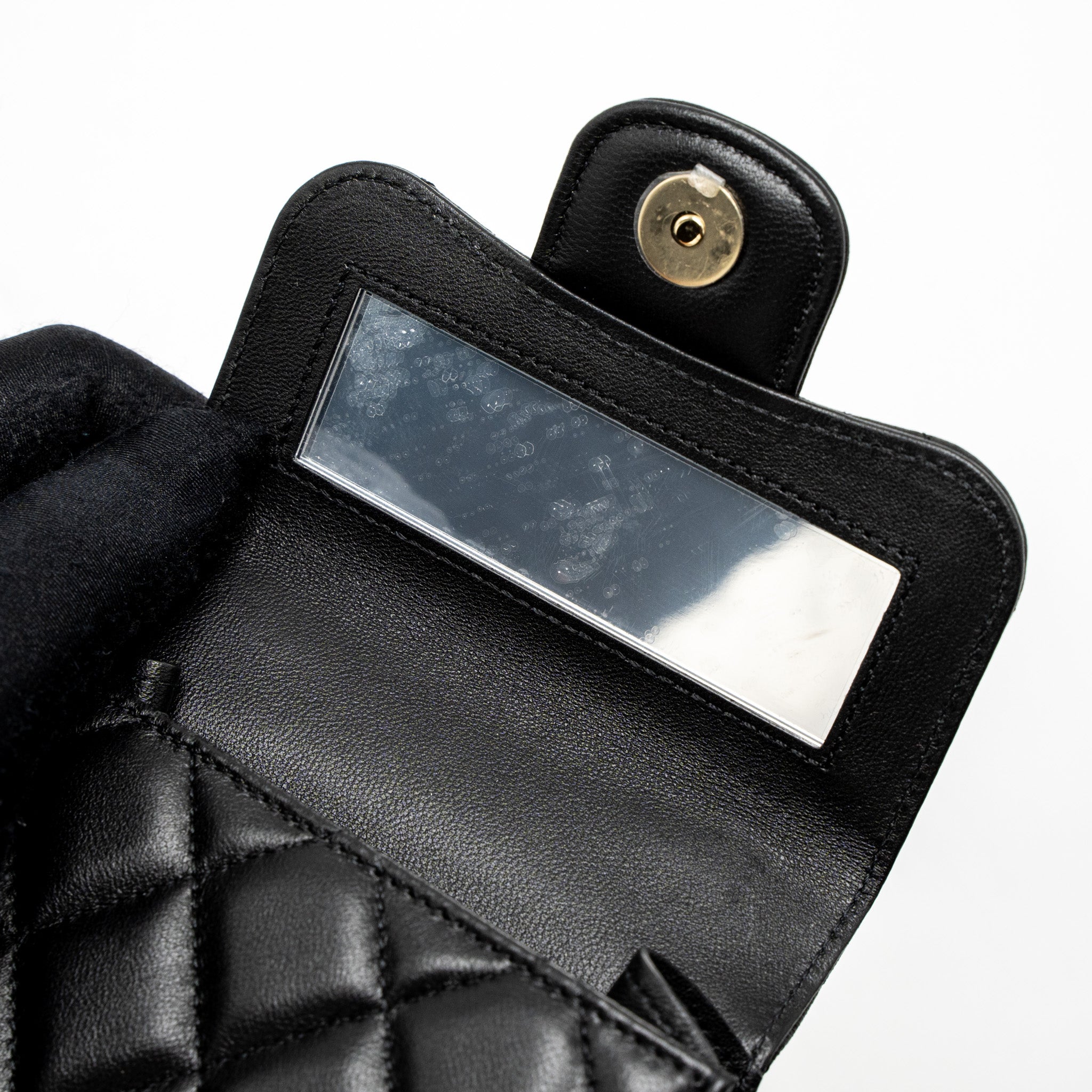 CHANEL TOP HANDLE MINI FLAP BAG LAMBSKIN BLACK LGHW (MICROCHIP)