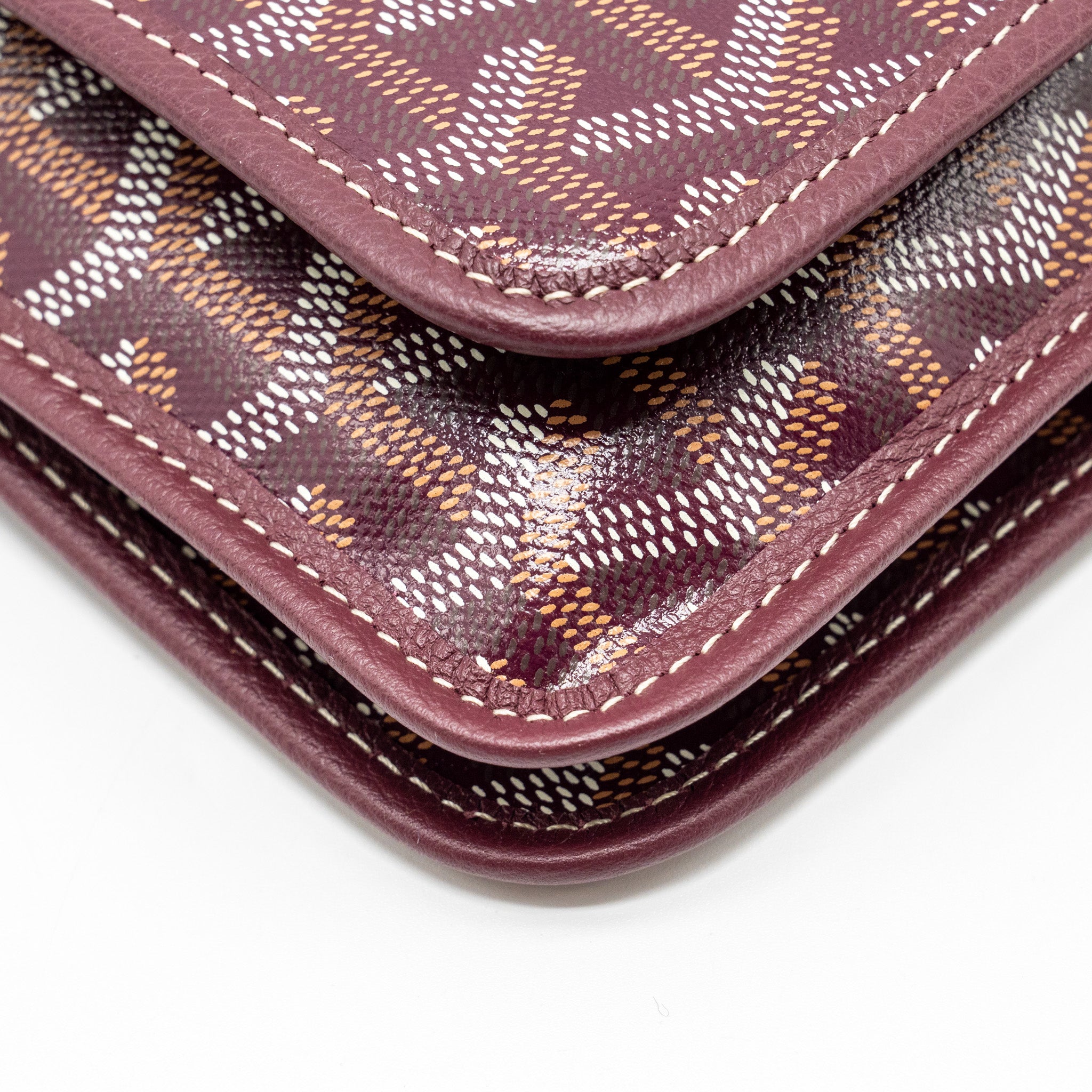 GOYARD PLUMET WALLET CLUTCH GOYARDINE CANVAS/LEATHER BURGUNDY SHW