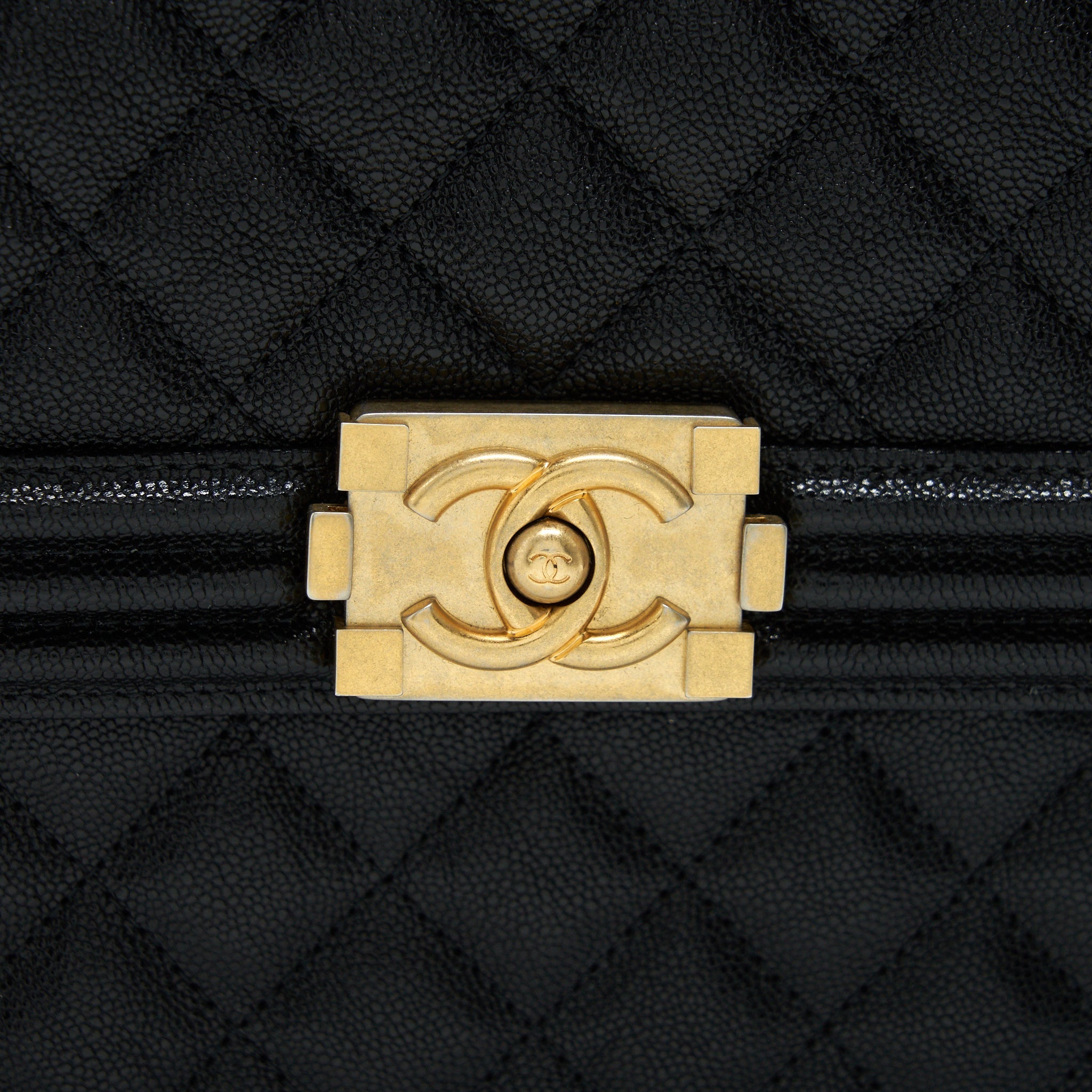 CHANEL VERTICAL BOY BAG CARVIAR LARGE BLACK GHW
