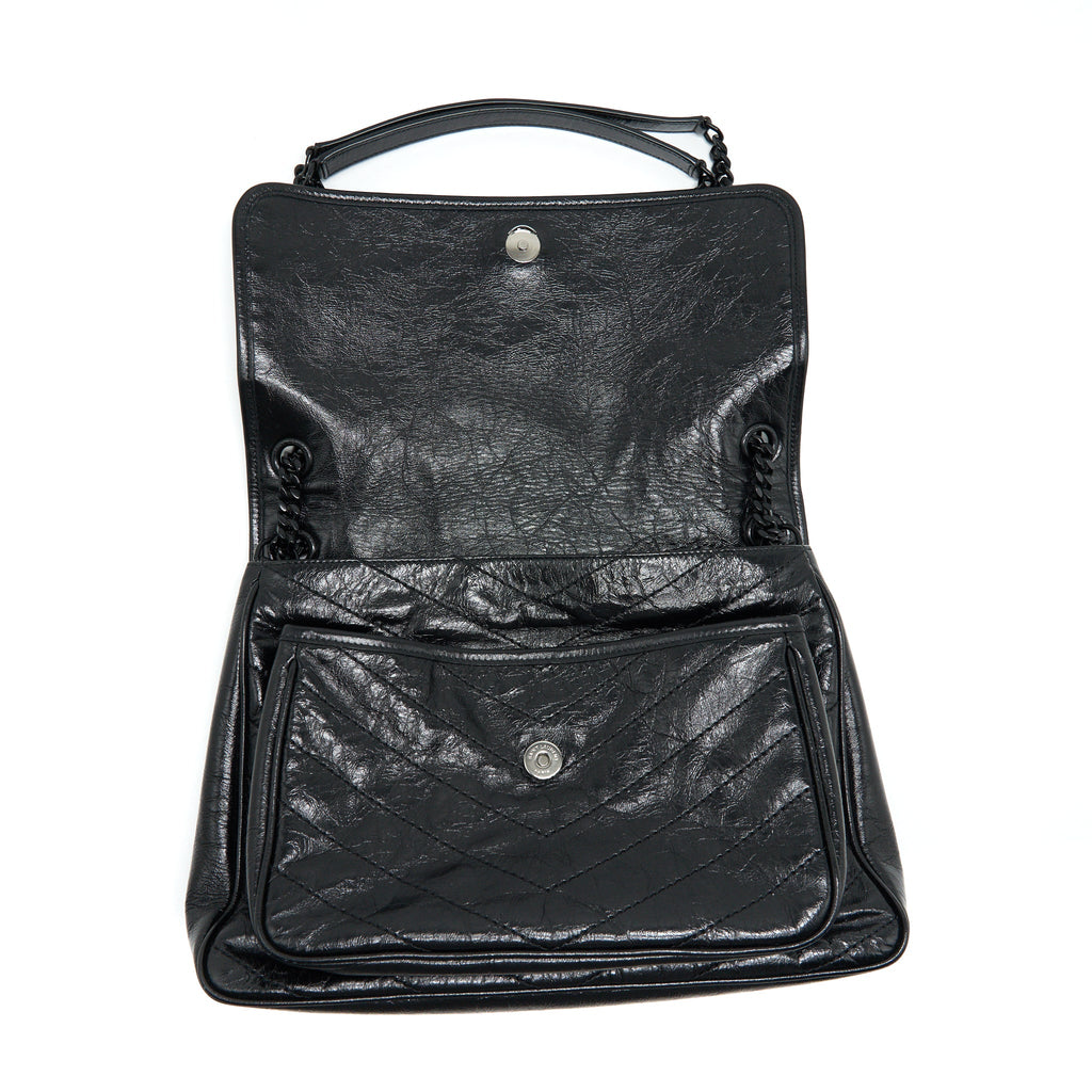 SAINT LAURENT NIKI LARGE BAG IN BLACK AND BLACK HARDWARE