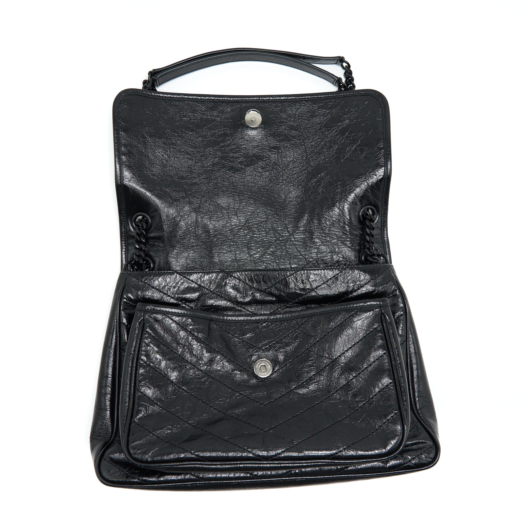 SAINT LAURENT NIKI LARGE BAG IN BLACK AND BLACK HARDWARE