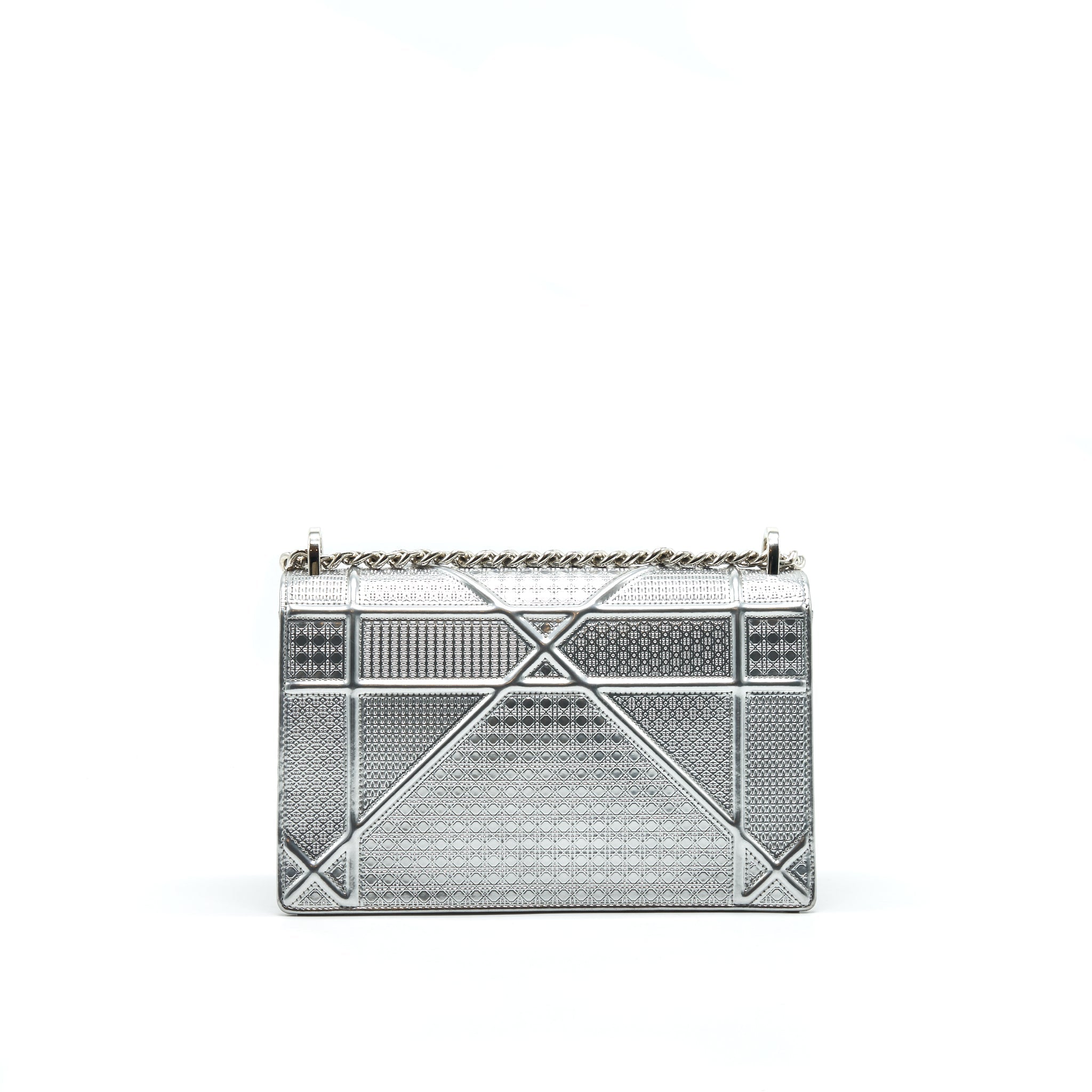 CHRISTIAN DIOR DIORAMA MEDIUM IN METALLIC SILVER WITH SHW